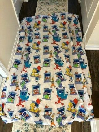 Vintage Sesame Street Full Size Fitted Bed Sheet Rare