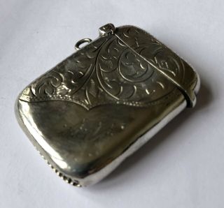 Antique Sterling Silver Vesta Case Birmingham 1912 Wjm & Co