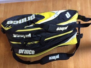 Rare Vintage Prince Tennis Double 2 Racket Bag Black,  Yellow & White