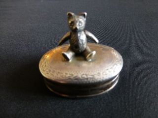 Vintage Sterling Silver 925 Moveable Teddy Bear Pill Keepsake Trinket Box 20gr