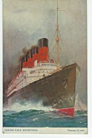 Antique Cunard Rms Mauretania Steamer Steamship Postcard Printed In England 