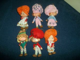 Set Of 6 Vintage Strawberry Shortcake & Friends Cloth Doll Christmas Ornaments