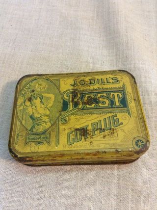 Vintage Antique Tobacco Pipe Cigarette Pocket Metal Tin - J.  G.  Dill 