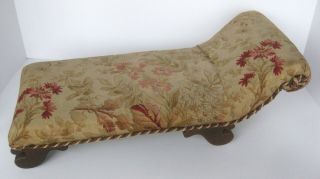 Antique Shabby Chic Doll Fainting Couch Upholstered Wood Handmade Folk Art