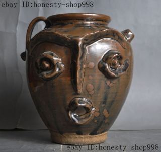 8 " Collect Rare Chinese Old Porcelain Glaze Man Face Wine Teapot Flagon Crock