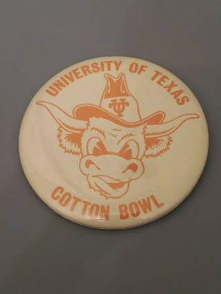 Vintage University Of Texas Longhorns Cotton Bowl Pin Button Rare Bevo