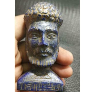Ancient Rare Unique King Head Lapis Lazuli Stone Statue 46