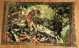 Vintage,  Leopard,  Swan Brand Velveteen Tapestry,  72 " X48 "