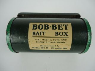 Vintage Bob Bet Bait Box - Fishing Belt Gear Worm Holder -