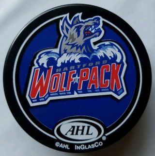Hartford Wolf Pack Ahl Rare Official Collectors Souvenir Puck Inglasco Rare