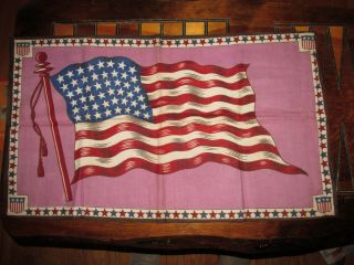 Vintage Antique Cigar Box Tobacco Flannel Felt Usa 48 Star Flag 29 " X 16 1/4 "