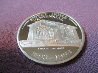 Covered Bridge Sweet Home OR.  Ultra RARE ed 1 Troy Oz.  999 Fine Silver Round 3