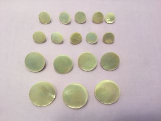 17 Antique 19th C.  Mother Of Pearl Shell Buttons With Brass Shanks.  2470
