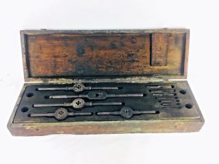 Antique Tap & Die Set Wells Bros Little Giant Box Two Layers See Photos
