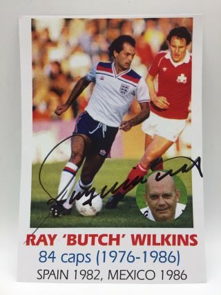 Rare Ray Wilkins England Signed Photo,  Autograph Chelsea Man Utd Qpr