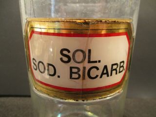 1890 9 In LABEL UNDER GLASS SOL.  SOD.  BICARB.  APOTHECARY DRUGSTORE BOTTLE & TOP 2