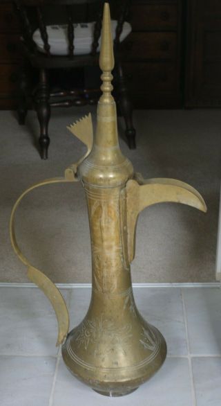 Antique Islamic / Middle Eastern Coffee Pot - Large (3ft) Brass Heavy
