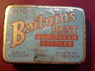 Britains Best Radiogram Vintage Antique 100 Gramophone Needles Tin Box England