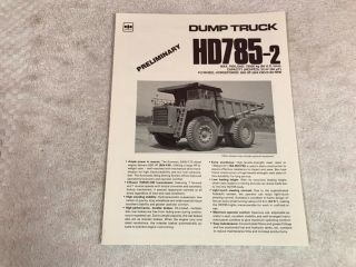 Rare Komatsu Dump Truck Hd785 - 2 Dealer Sales Brochure