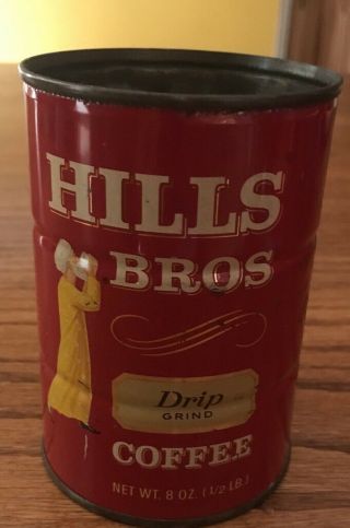 Vintage Hills Bros Coffee Can 1/2lb 8oz Tin Rare
