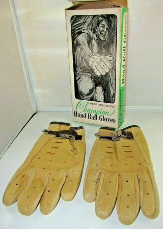 Vintage Rare Champion Leather Handball Gloves Model 321