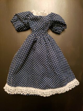 Vintage Handmade Navy Blue & White Polka Dot Barbie Dress
