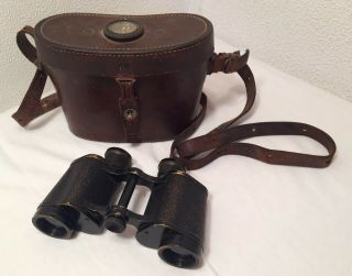Carl Zeiss Jena Marineglas 6x Binoculars W/ Orig.  Rare Compass Leather Case Rf