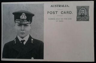 Rare 1911 Australia 1d Kgv Fullface Coronation Prince Of Wales Unframed Postcard