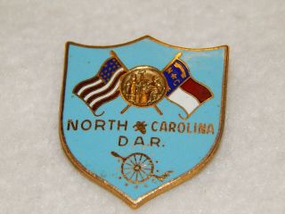 Vintage North Carolina Enamel Relief Dar Pin Je Caldwell Gold Filled Very Rare