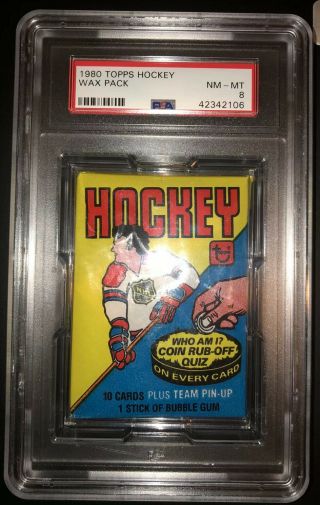 1980 Rare Topps Hockey Wax Pack Psa 8 - $0.  01
