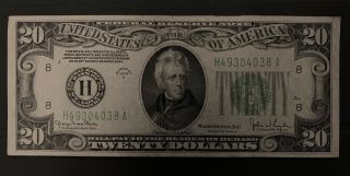 1934 - D Us $20 H Green Seal Federal Reserve Note Rare Bank Of St.  Louis