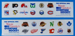 Rare Wayne Gretzky Nhl Overtime Table Hockey Game Side Panel Decals (two Pair)