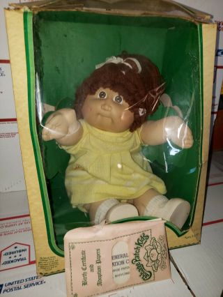 Vintage Cabbage Patch Girl Doll Cassandra Fernanda Red Hair Brown Eyes Yellow