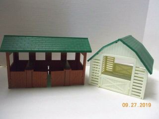 Vintage Christmas Yard Horse Stable & Barn Toys For Farm Animals - Plastic - Rare