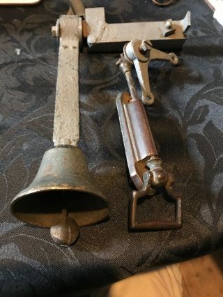 French Antique Brass Shop Door Bell / Servants Call Bell.