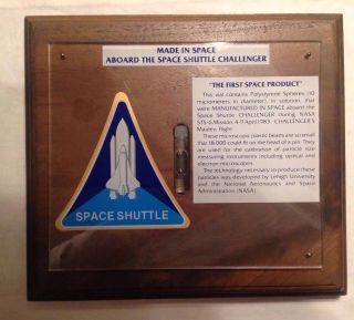 Nasa Space Shuttle Challenger Specimen Polystyrene Spheres Plaque Ltd Ed Rare