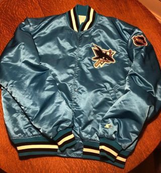 Vintage Nhl San Jose Sharks Satin Starter Jacket Mens Xl Rare 90 
