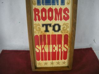 Vintage Wooden We Do Not Rooms to Skiers Wall Hang Hotel Barware Decor 2