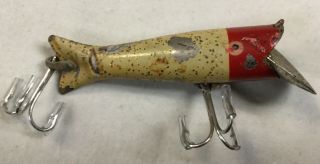 Vintage Rare Pflueger Tnt Red Head Metal Fishing Lure 4 "