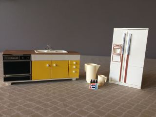 Tomy Vtg Smaller Homes Kitchen Dollhouse Furniture Sink Dishwasher Refrigerator