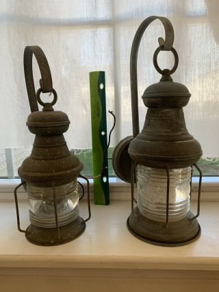 Antique Copper Porch Sconce Light Fixture Outdoor Lantern Jelly Jar Lamp Pair