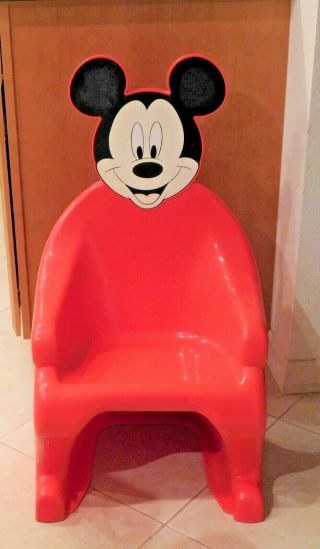 Disney Syroco Mickey Mouse Kids Chair Red Plastic Vintage Rare & Hard To Find