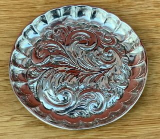 Victorian Solid Silver Pin Dish,  With Scroll Decoration Hm Birmingham 1889