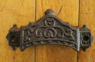 Antique 19th C Cast Iron Drawer Pull Oversize Parker & Whipple Pat 1871