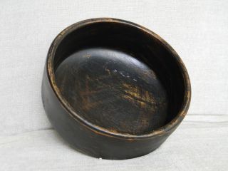 Hand Painted Sanded Black Mid Century Wooden Bowl Primitive Country Farmhouse