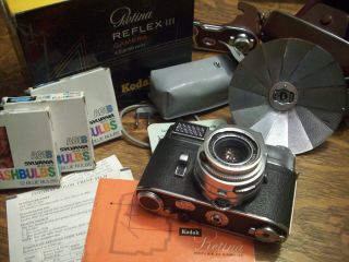 Vintage Rare Kodak Retina Reflex Iii Camera,  Box,  Papers.