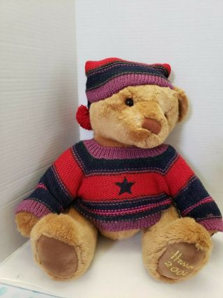 Official Harrods Plush Brown Teddy Bear Year 2004 Rare Red & Blue Hat/jumper 18 "