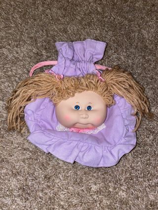 Vintage 1983 Cabbage Patch Kids Doll Face Drawstring Carry Tote Purse Bag