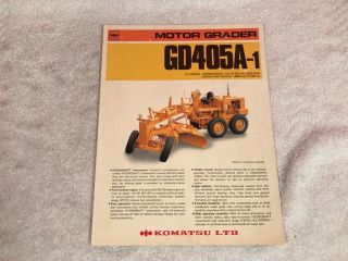 Rare Komatsu Gd405a - 1 Motor Grader Tractor Dealer Brochure