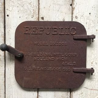Vintage Coal Wood Parlor Stove Door Republic Holland Mich